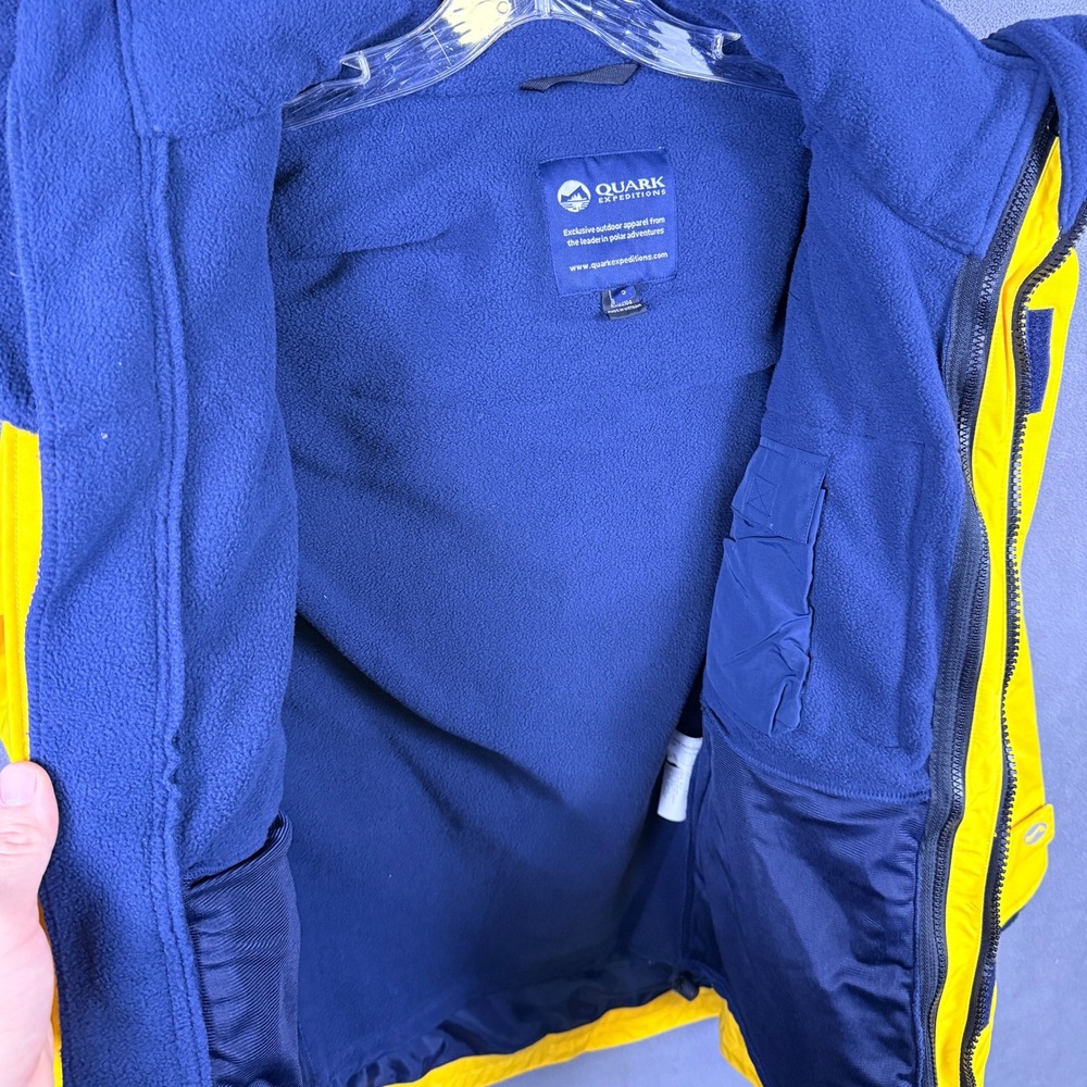 Quark Expeditions Parka Jacket Mens Small Yellow Hooded Fleece Lined Heavyweight - Picture 3 of 15